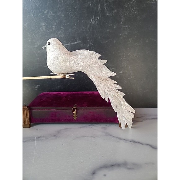 White Glitter Bird Decor - Picture 2 of 10